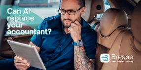 Can AI Replace Your Accountant | Brease Accounting Guide Sole trader using AI technology alongside professional accounting support from Brease Accounting.