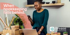 When Bookkeeping Falls Behind Sole trader checking business finances as bookkeeping falls behind with Brease online accounting support.