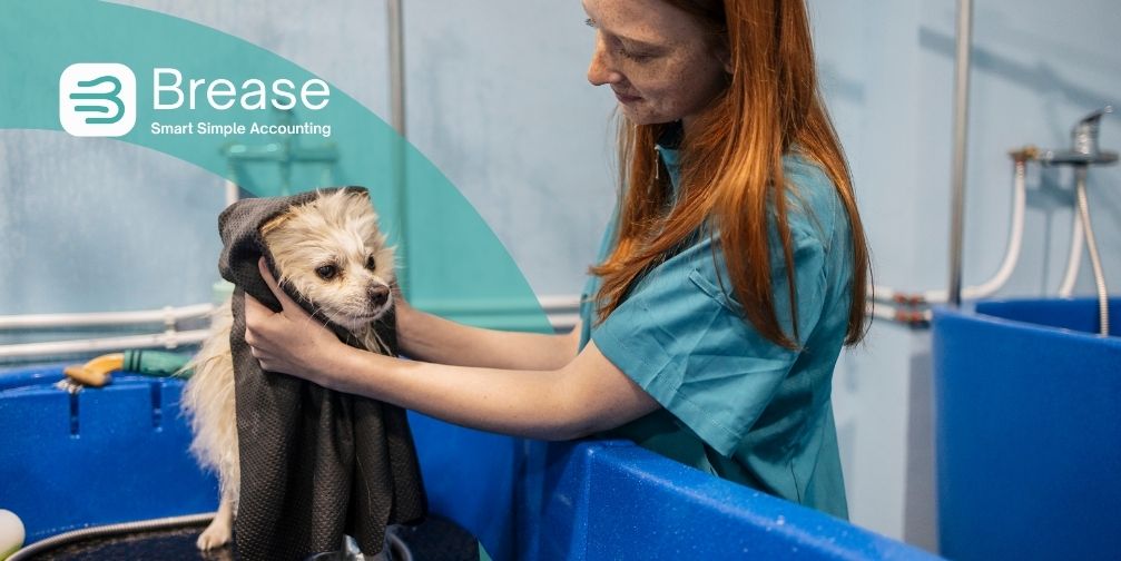 Sole trader dog groomer keeping business bookkeeping up to date with Brease to stay prepared for Making Tax Digital and Self Assessment.